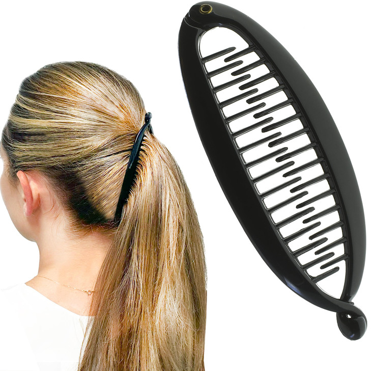 Camila Paris NV137 45 inch French Banana Clip Hair Comb Classic Girls Updo Flexible Ponytail Holder Interlocking Banana