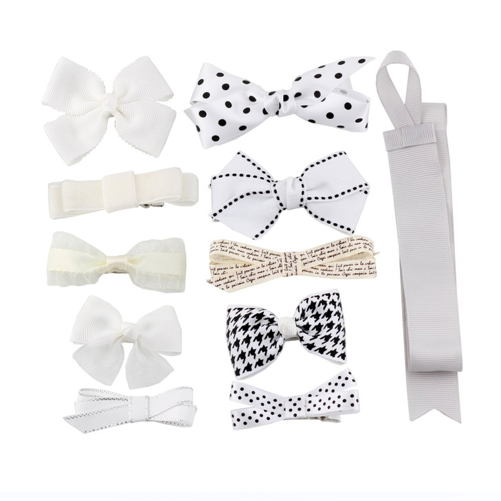 BonnyGirl Boutique Baby Girls Toddler Hair Bow Clips Barrettes with Hair Bows Holder White