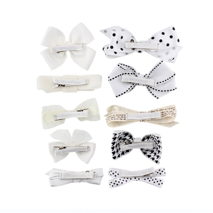 BonnyGirl Boutique Baby Girls Toddler Hair Bow Clips Barrettes with Hair Bows Holder White