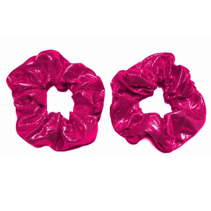 Shiny Metallic Scrunchie Set Set of 2 Pink Lame Scrunchies Metallic Pink