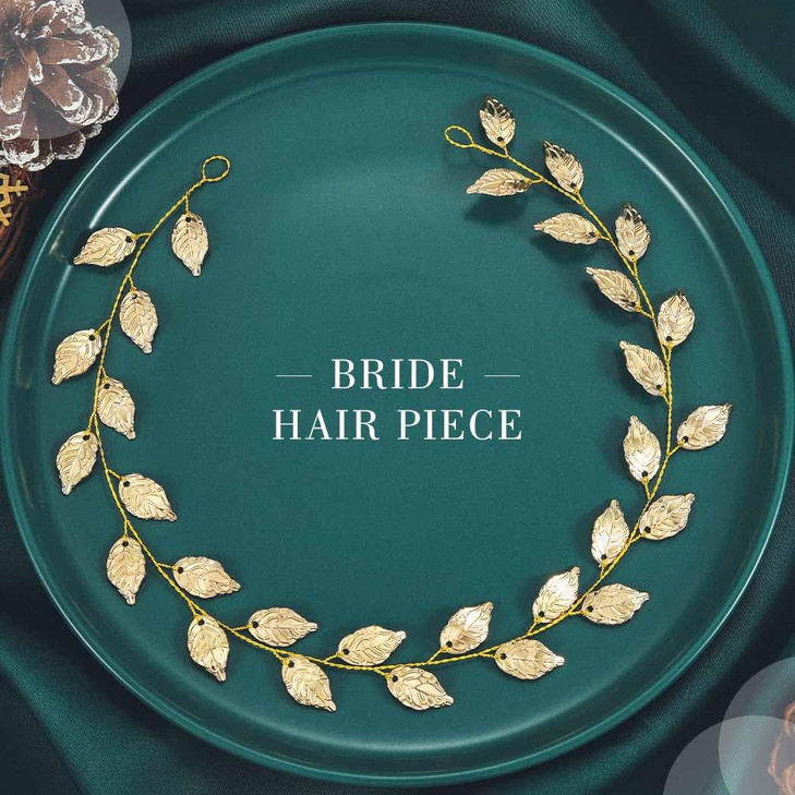 Yean Wedding Headband Gold Leaf Bridal Headpieces for Bridesmaid and Flowergirls 157 Inches Gold