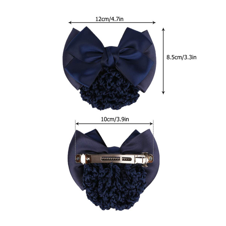 Driew Hair Clip 6 Pcs Hair Net with Bow Hair Snoods for Women Velvet Polyester Metal