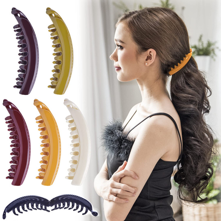 RC ROCHE 6 Pcs Large Banana Hair Clips Claws for Women Thick Curly Ponytail Holder Maker Big Comb No Crease Strong Hold