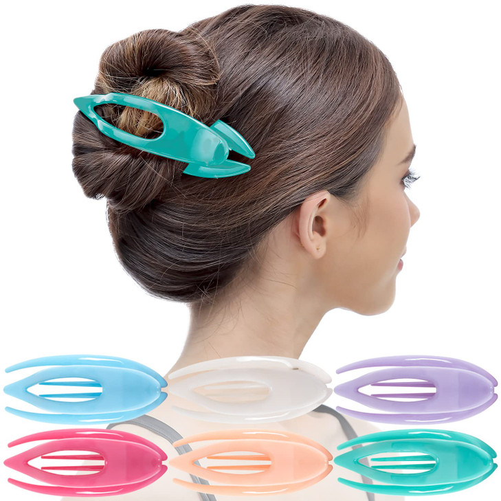 RC ROCHE 6 Pcs Flat Hair Clips Big Claw for Thick Hair French Duckbill Women No Slip Side Slide Curved Alligator Concord