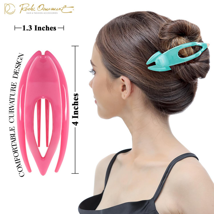 RC ROCHE 6 Pcs Flat Hair Clips Big Claw for Thick Hair French Duckbill Women No Slip Side Slide Curved Alligator Concord