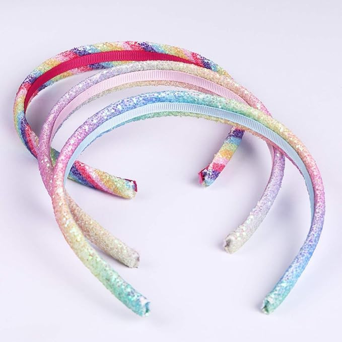 Rainbow Headbands 8 Pcs Sweet Hairband Children Head Bands For Girls Sequin Printed Heart Mermaid Headband Kids Hair Pie