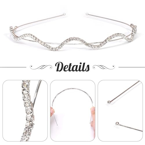 Yxiang 8PCS Crystal Headbands for Women Pearls Flower Hairbands Fashion Rhinestone Headband Gold Sliver Metal Decorative