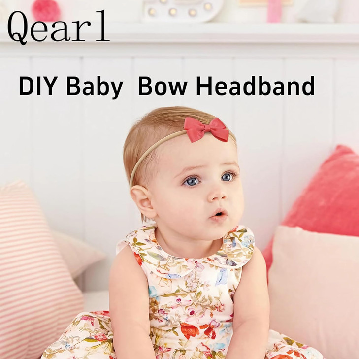 Qearl 60 Pack Soft Stretchy DIY Nylon Headbands Hair Bands Bows DIY Accessory for Newborn Baby Girls with Box