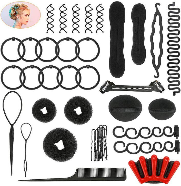 40 Pcs DIY Hair Braiding and Modelling Tool Kit Numberone Fashion Accessories with Spiral Hair Styling Tools for Girls a