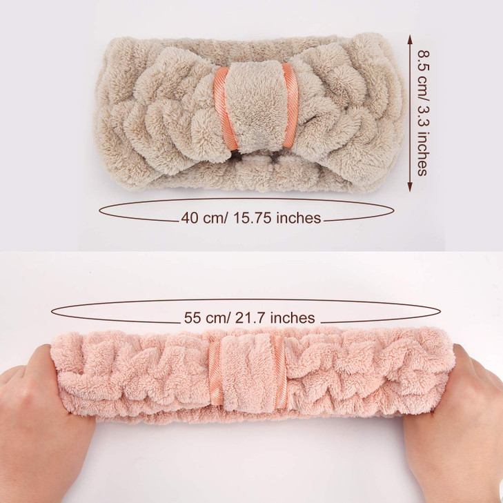 WILLBOND 4 Pack Microfiber Headbands Spa Facial Headbands Makeup Head bands Elastic Terry Cloth Head Wrap for Women Girl