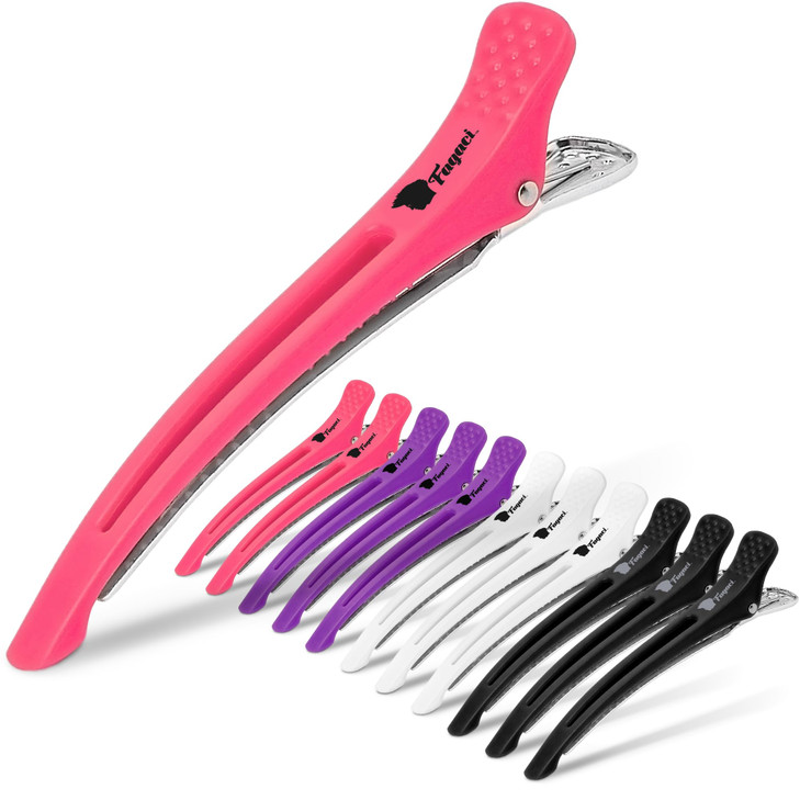 Fagaci Firm Grip Hair Clips with Silicone Band Duckbill Alligator Clips for Long Hair Styling Sectioning and Salon Use