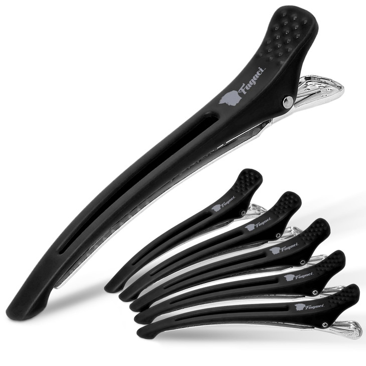 Fagaci Hair Clips Firm Grip Hair Clips for Styling Sectioning with Silicone Band Duckbill Hair Styling Clips 6 Count Bla