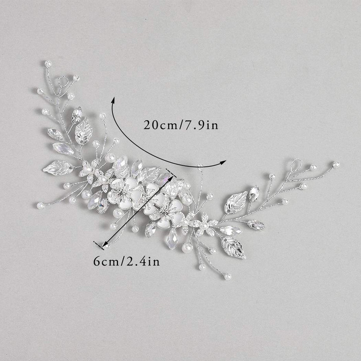 GORAIS Bride Wedding Hair Vine Flower Hair Piece Rhinestone Bridal Headpiece Hair Accessories for Women