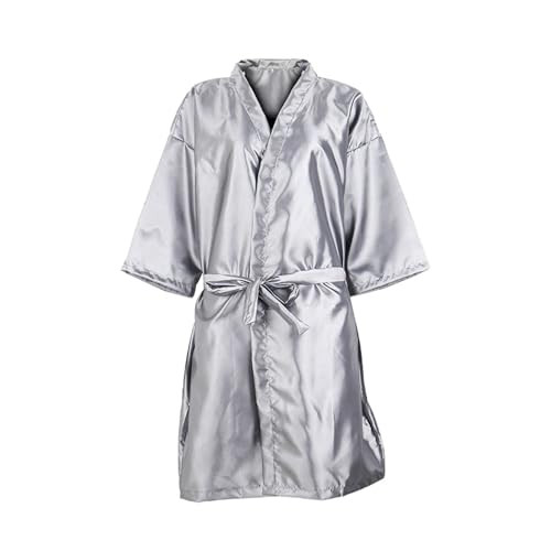 mollensiuer 1 Piece Silver Salon Robes Smock for Clients Hair Salon Client Gown Cape Hair Cutting Smock for Clients Kimo