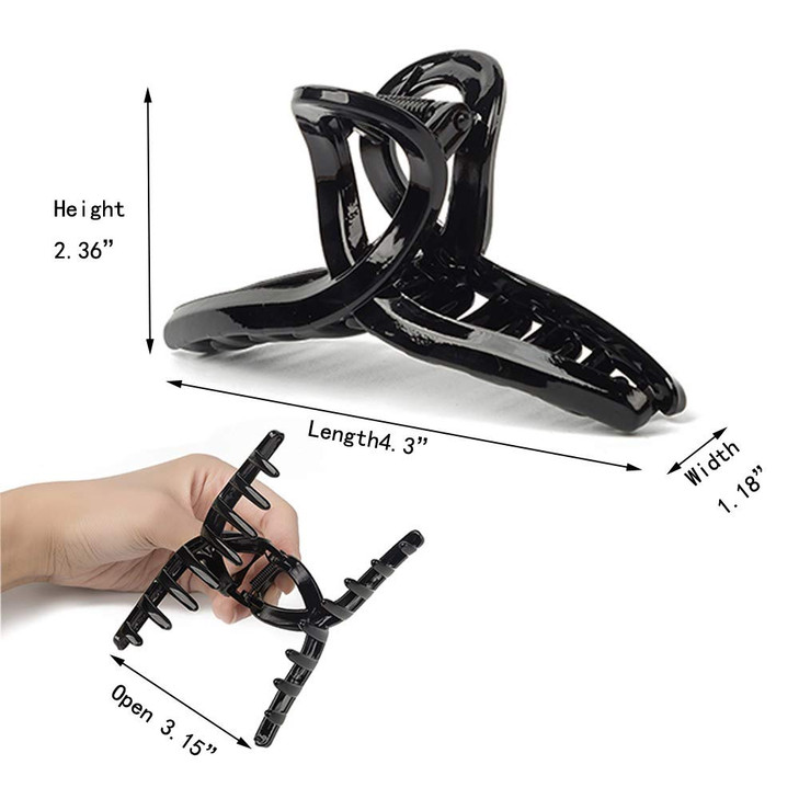Kitiin Black Claw Clips for ThickFineThin HairStrong holding teeth interlocking Women Large Jaw Clips neutral 3 Count In