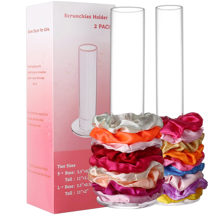 2 Pack Hair Scrunchies Organizer 11 Inch Holder Stand Ties Organizer Accessories for Girls Room Jewelry Tower