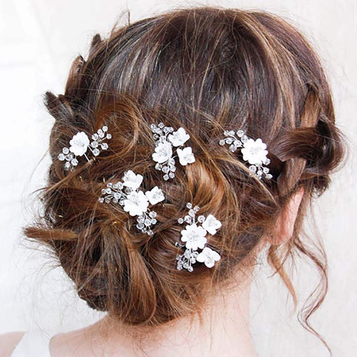 Yean Baby Breaths Hair Pins Flower Silver Hair clips Wedding Hair Accessories for GirlsPack of 5