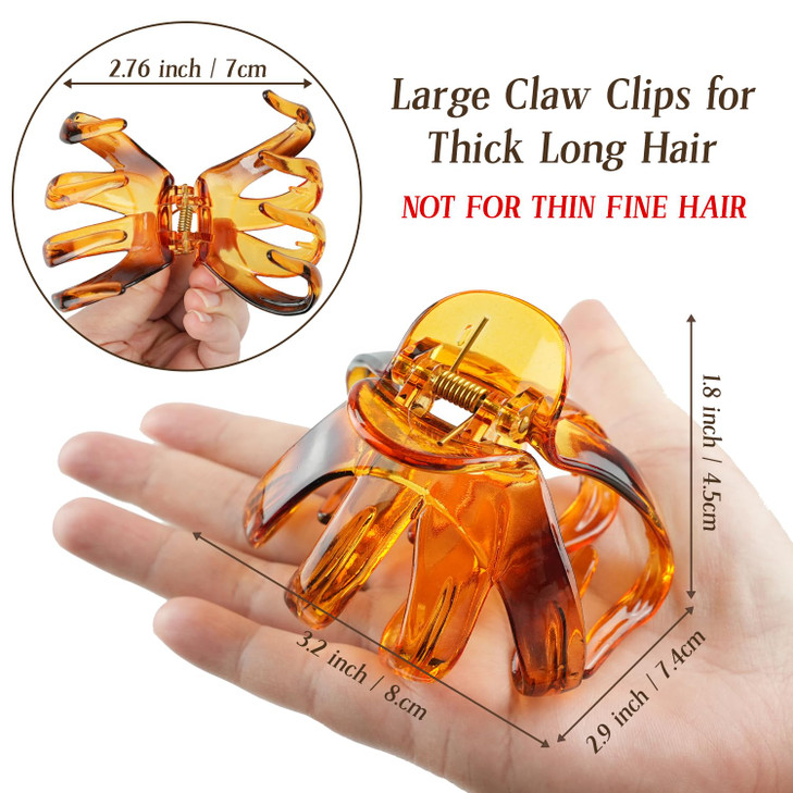 Large Octopus Hair Clips for Thick and All Hair Types 32 Strong Hold Jumbo Hair Jaw Clips for Women and Girls 6 Packs Bl