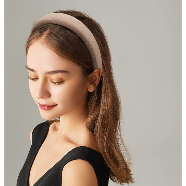 ACOUINT 5 Pack Padded Headbands with Soft Fabric Plain Thick Hair Accessories for Women and Girls