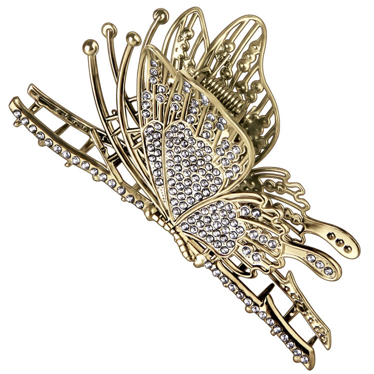 CROWN GUIDE Large Cute Butterfly Claw Clips for Women Girls CurlyThickFine Hair Big Rhinestone Hair Clips Strong Hold Ha