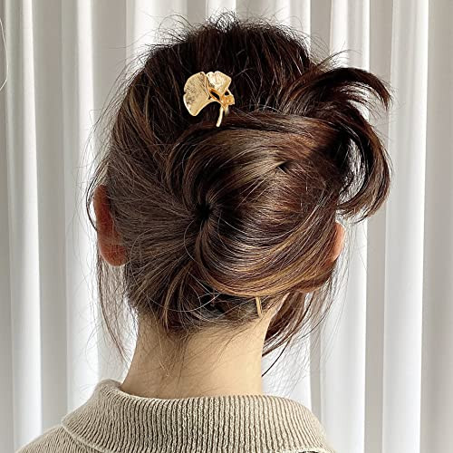 Cinaci 12 Pack Gold Decorative Chinese Vintage Butterlfy Flower Metal Hair Sticks Chopsticks Retro Hair Pins Forks Hairp