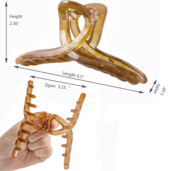 Kitiin Clear Brown Hair Claw Clips for ThickFineThin HairStrong holding teeth interlocking Women Jaw Clips for Hair 3 Co