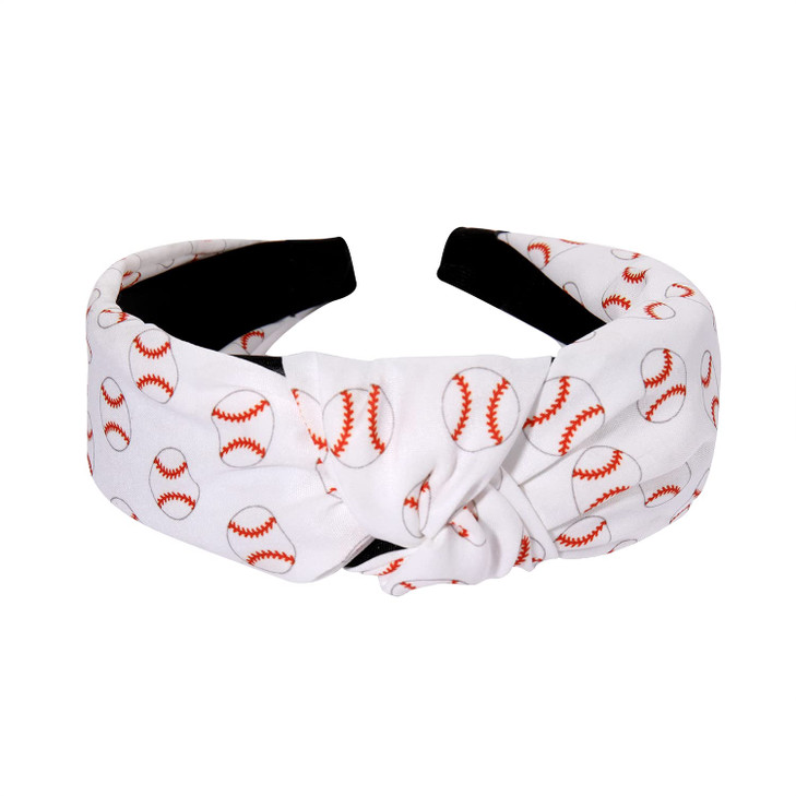 ZITULRY Knotted Headbands for Women Basketball Football Baseball Printed Wide Top Knot Headband Sport Hairband Party Gam