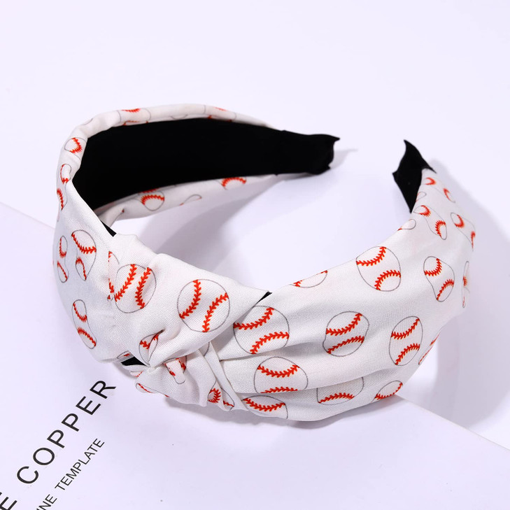 ZITULRY Knotted Headbands for Women Basketball Football Baseball Printed Wide Top Knot Headband Sport Hairband Party Gam
