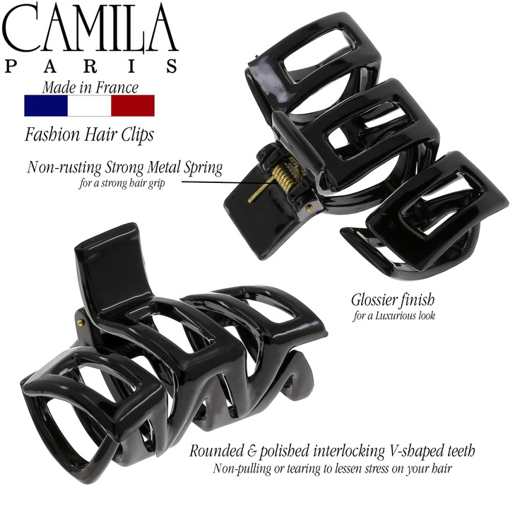 Camila Paris CP3547 French Hair Clips for Women Thick Long Curly Wavy Hair Strong Hold No Slip Grip Made in France