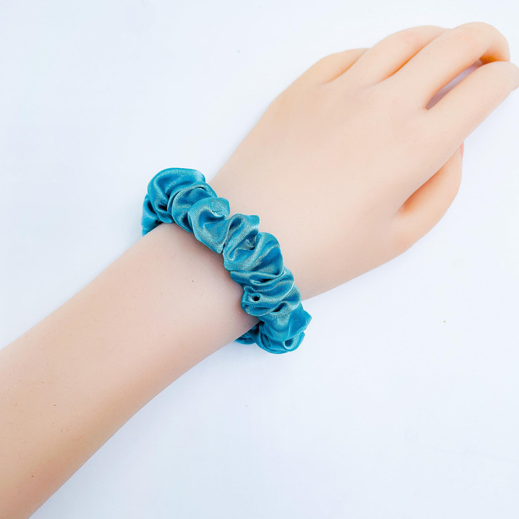 FunCosta 18PCS Solid Colors Fancy Mini Skinny Scrunchies Hair Ties Ropes Soft Satin Scrunchy Fashion Hair Elastics Bands