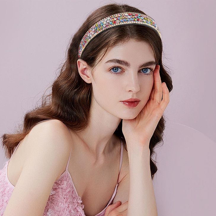 SHEHARUHI 2 Pieces Fashion Rhinestone Headbands Gorgeous Crystal Hair Accessories Glitter Sparkly Diamond Headbands for