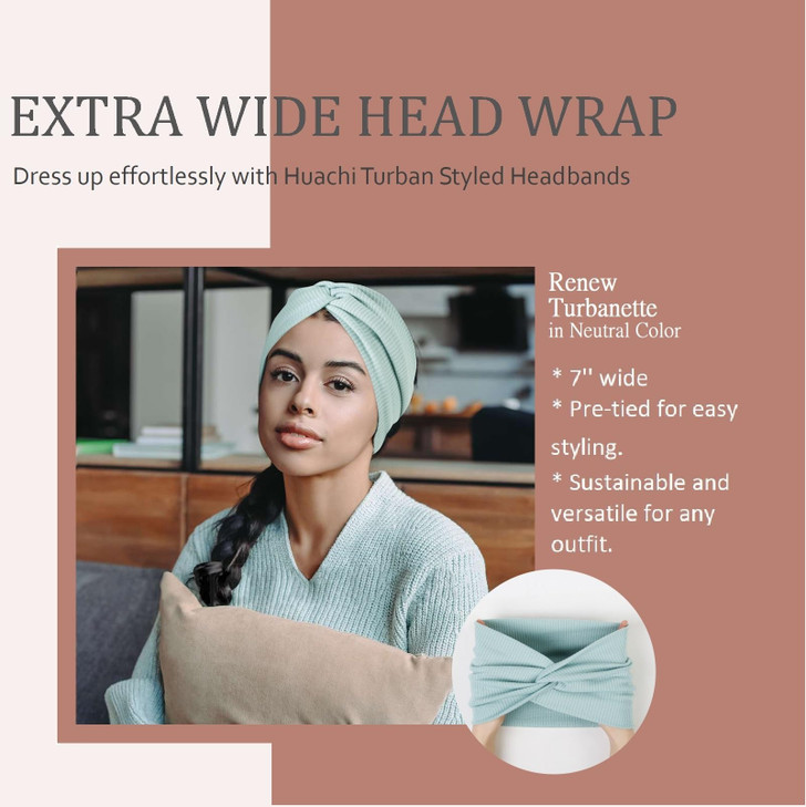 Huachi Wide Headbands for Women Non Slip Ribbed Knit Boho Turban Styled Headband Soft Elastic Hair Bands for Womens Hair