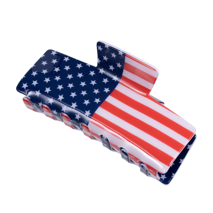 American Flag Hair Claw USA Patriotic Red White Blue Hair Clip Women Girls Independence Day Hair Accessories for 4th of