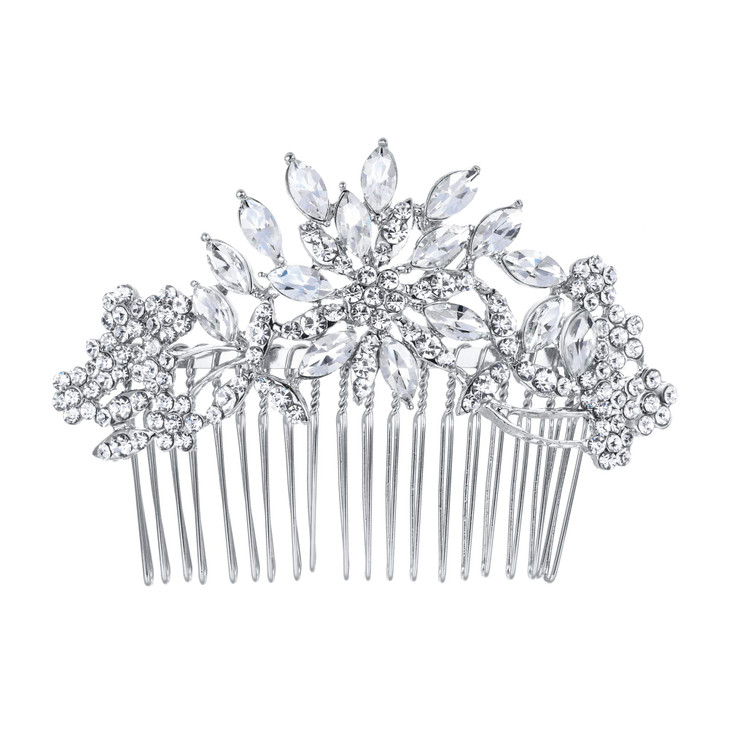 EVER FAITH Wedding Side Comb Crystal Flower Snowflake Bridesmaids Bridal Hair Accessories Rose GoldTone