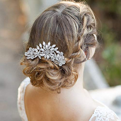 EVER FAITH Wedding Side Comb Crystal Flower Snowflake Bridesmaids Bridal Hair Accessories Rose GoldTone