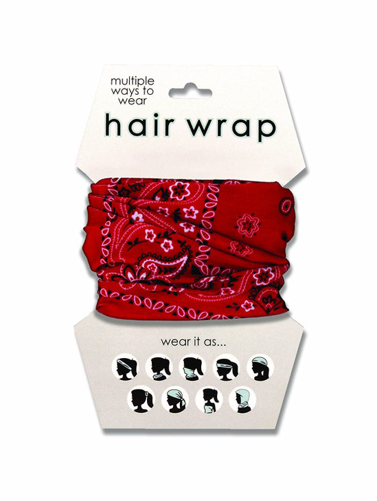 Spoontiques Red Hair Wrap Multifunctional Bandanna Headband Hair Tie Gaiter and Scarf