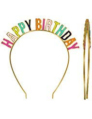Slant Collections Tiara Gold Metal Birthday Party Crown Headband OneSize Fits Most Happy Birthday