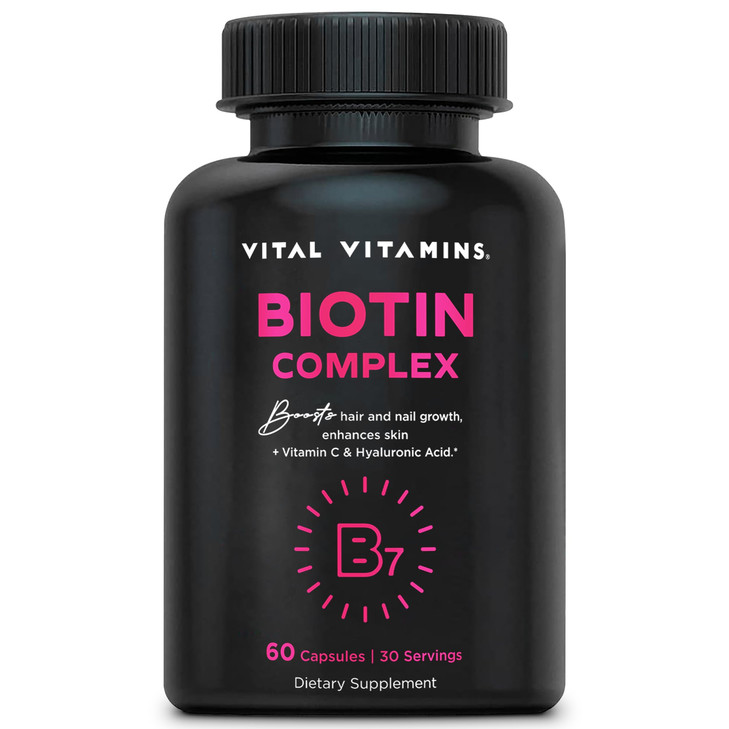 Vital Vitamins Biotin Complex Pills - with Hyaluronic Acid, MSM, Collagen, & Vitamin C - Supplement for Hair, Skin, & Nails - 60 Capsules online at globaldelivered