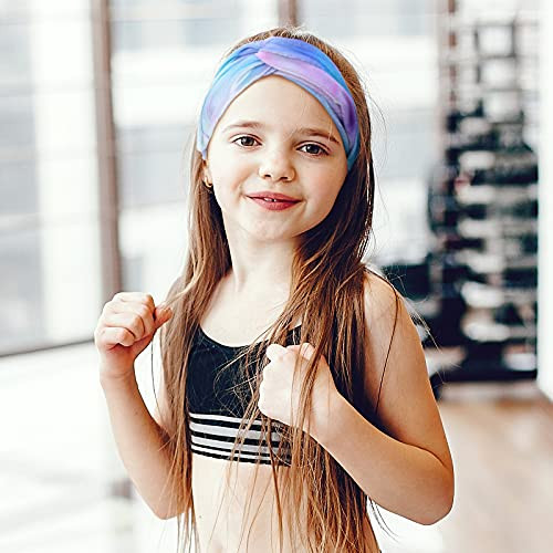 Waydress 6 Pieces Spa Headbands Soft Tie Dye Elastic Adjustable Rainbow Headbands Non Slip Turban Headwraps Hair Accesso