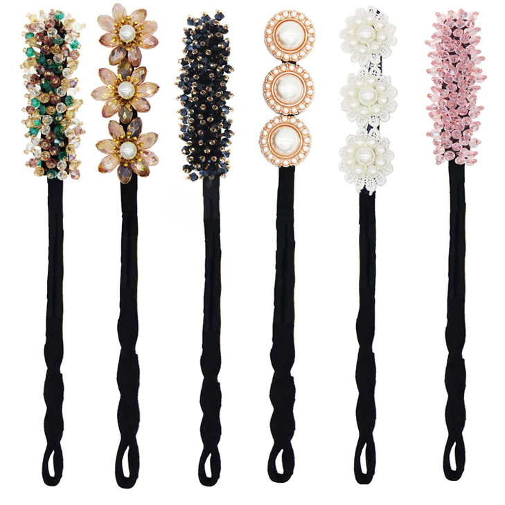 JDXN Shining Flowers Deft Bun Maker Magic Donut French Hairstyle Twist Hair Accessories for Girls 6PCS Mixed Color Set