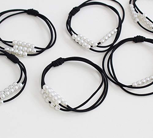 canjoyn 11 Pcs Simple Design Pearl Hair Bands Elastic Hair Ties Beaded Hair Holders Accessories Hair Rope Band for Hair