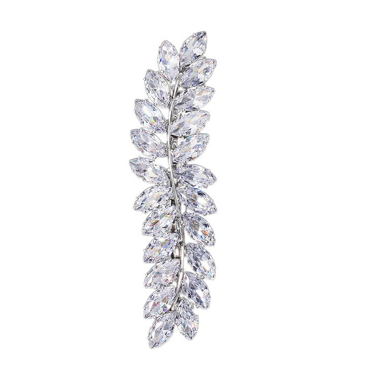 Beaupretty Rhinestone Hair Clips Crystal Leaf Hair Clip Diamond Hair Barrettes Hair Bang Clamp Decorative Alligator Hair
