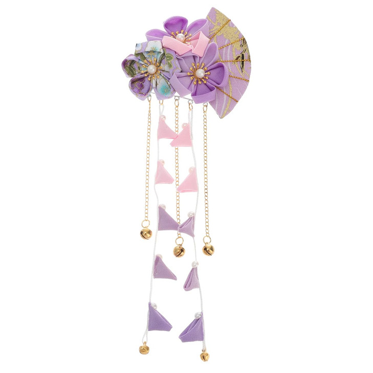FRCOLOR Japanese Hair Clips Traditional Kimono Flower Floral Fan Barrette Clip Chinese Hanfu Costume Wedding Bridal Hair