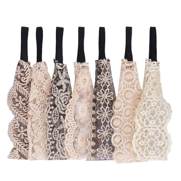 Numblartd Set of 7 Elegant Womens Elastic Lace Headband Tie Turban Accessories Women Lady Hairband Stretch Headwrap Hair