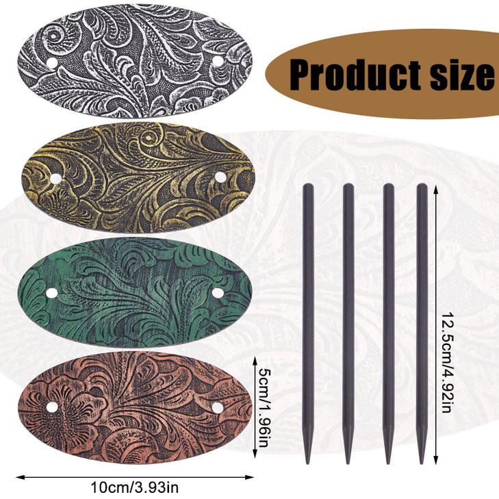 NICENEEDED 4Pcs Vintage Faux Leather Hair Accessories Barrettes Oval Ponytail Holders Hair Slides for Women Girls