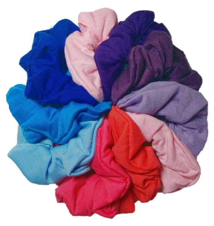 Cotton Scrunchie Set Set of 10 Soft Cotton Scrunchies Pink Purple and Blue