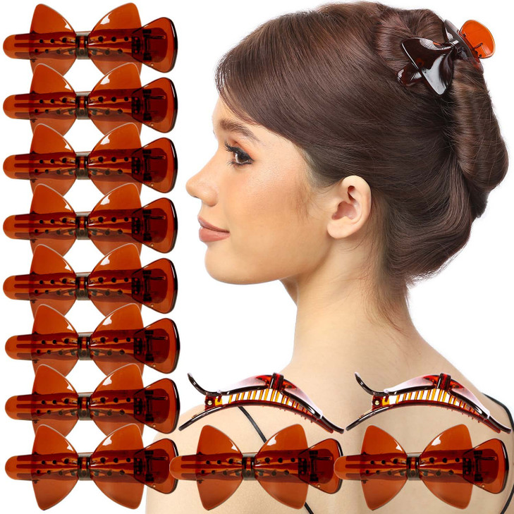 RC ROCHE ORNAMENT 12 Pcs Womens Hair Ribbon Bow Clip Cute Pretty Plastic No Slip Strong Grip Hold Girls Ladies Beauty Ac