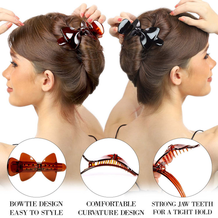 RC ROCHE ORNAMENT 12 Pcs Womens Hair Ribbon Bow Clip Cute Pretty Plastic No Slip Strong Grip Hold Girls Ladies Beauty Ac