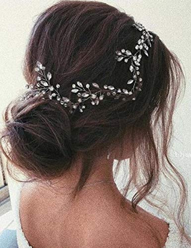 Anglacesmade Bridal Crystal Hair Vine Branch Rhinestone Headband Opal Wedding Headpiece for Bridesmaid Bride Prom Party