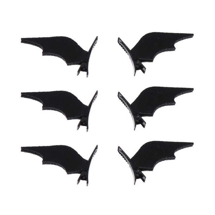 Beaupretty 6 Pieces Halloween Bat Wings Hair Clips Devil Wing Hair Barrettes Black Horror Hairpins Goth Accessories for